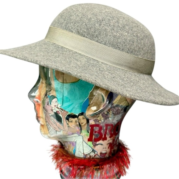 Vintage Adolfo II Gray Wool Felt Hat with Bow Accent Small/Medium Fit - Picture 6 of 9